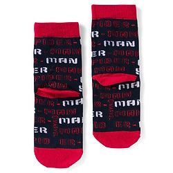 Pine Kids Marvel Non Terry Knit Ankle Length Anti Bacterial Socks With Spider-Man Graphics Pack of 3 - Red Grey & Black