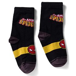 Pine Kids Marvel Non Terry Knit Ankle Length Anti Bacterial Socks With Avengers Graphics Pack of 3 - Black Light Blue & White