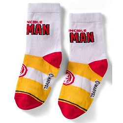 Pine Kids Marvel Non Terry Knit Ankle Length Anti Bacterial Socks With Avengers Graphics Pack of 3 - Black Light Blue & White