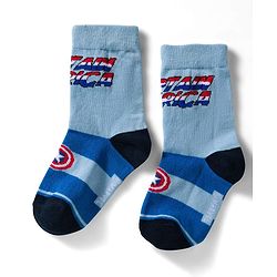 Pine Kids Marvel Non Terry Knit Ankle Length Anti Bacterial Socks With Avengers Graphics Pack of 3 - Black Light Blue & White