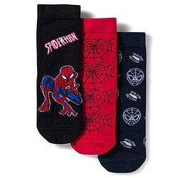 Pine Kids Marvel Non Terry Knit Ankle Length Anti Bacterial Socks With Spider-Man Graphics Pack of 3 - Red & Black