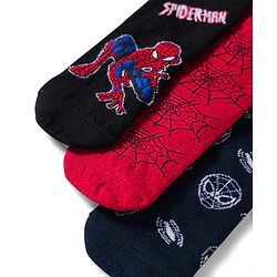 Pine Kids Marvel Non Terry Knit Ankle Length Anti Bacterial Socks With Spider-Man Graphics Pack of 3 - Red & Black