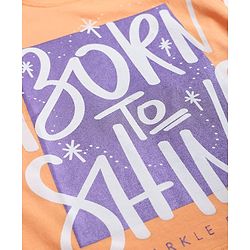 Pine Kids Cotton Knit Half Sleeves T-Shirt With Text Print - Orange