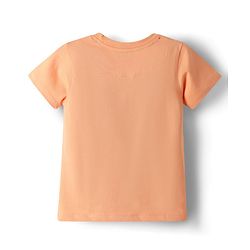 Pine Kids Cotton Knit Half Sleeves T-Shirt With Text Print - Orange