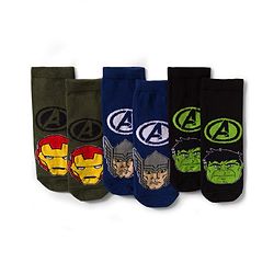 Pine Kids Marvel Non Terry Cotton Knit Anti Bacterial Ankle Length Socks With Avengers Graphic Pack of 3 - Mutlicolour