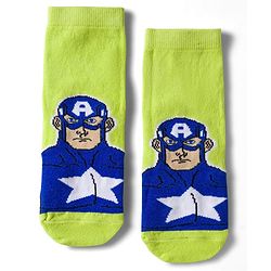 Pine Kids Marvel Non Terry Knit Ankle Length Anti Bacterial Socks With Avengers Graphics Pack of 3 - Red Blue & Green