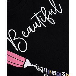Pine Kids Cotton Knit Half Sleeves Sling Bag Printed T-Shirt -Black
