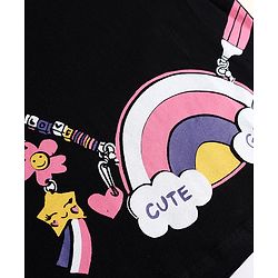Pine Kids Cotton Knit Half Sleeves Sling Bag Printed T-Shirt -Black
