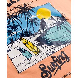 Pine Kids Cotton Knit Sleeveless T-Shirt with Beach Theme Print - Orange