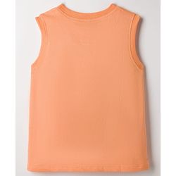 Pine Kids Cotton Knit Sleeveless T-Shirt with Beach Theme Print - Orange
