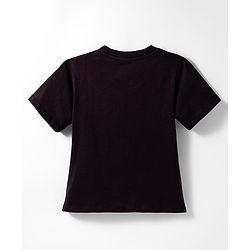 Pine Kids Cotton Knit Half Sleeves T-Shirt With Text Print - Black