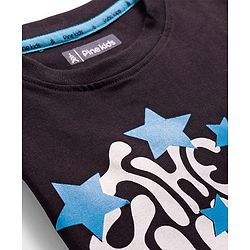 Pine Kids Cotton Knit Half Sleeves T-Shirt With Text Print - Black