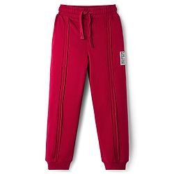 Pine Kids Knit Full Length Lounge Pant With Text Badge - Red