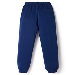 Pine Kids Terry Knit Full Length Lounge Pant with Text Print - Navy Blue