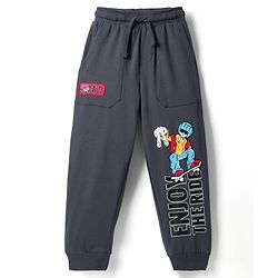 Pine Kids Terry Knit Full Length Lounge Pant With Text Print - Grey