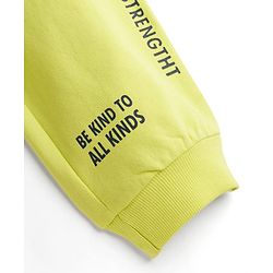 Pine Kids Terry Knit Full Length Lounge Pant With Text Print - Limegreen