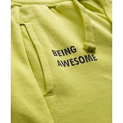 Pine Kids Terry Knit Full Length Lounge Pant With Text Print - Limegreen