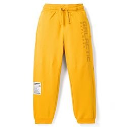 Pine Kids Terry Knit Full Length Lounge Pant With Text Badge - Mustard
