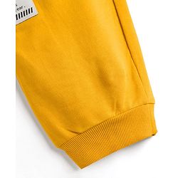 Pine Kids Terry Knit Full Length Lounge Pant With Text Badge - Mustard