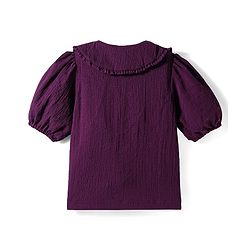 Pine Kids Woven Half Puffed Sleeves Top With Textured Design - Purple