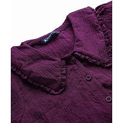 Pine Kids Woven Half Puffed Sleeves Top With Textured Design - Purple