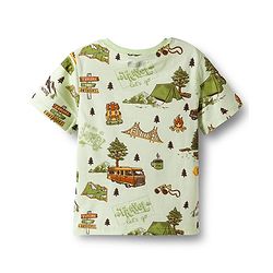 Pine Kids Single Jersey Knit Half Sleeves T-Shirt & Lounge Pant With Vehicle Print - Cream