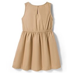 Pine Kids Cotton Woven Frill Sleeves Frock With Floral Embroidery - Tan