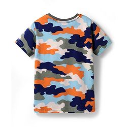 Pine Kids 100% Cotton Knit Half Sleeves Camouflage Printed Co-Ords T-Shirt & Pyjama Night Suit - Multicolour