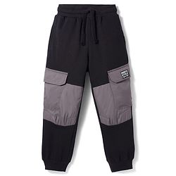 Pine Kids Knit Full Length Cut N Sew Lounge Pant With Pockets & Skate Style Badge - Black