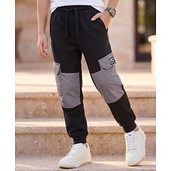 Pine Kids Knit Full Length Cut N Sew Lounge Pant With Pockets & Skate Style Badge - Black