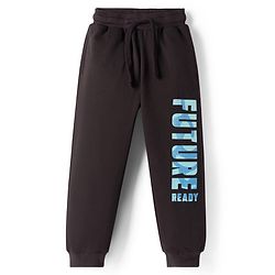 Pine Kids Knit Full Length Lounge Pant With Text Print - Black