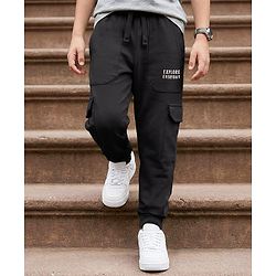 Pine Kids Knit Full Length Lounge Pant With Pockets & Explore Everyday Print - Black