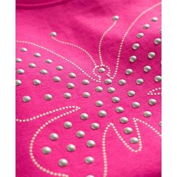 Pine Kids Cotton Knit Half Sleeves Top With Butterfly Print - Dark Pink