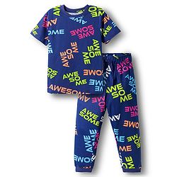 Pine Kids Single Jersey Knit Half Sleeves T-Shirt & Lounge Pant Co-ords Night Suit With Awesome Print - Navy Blue
