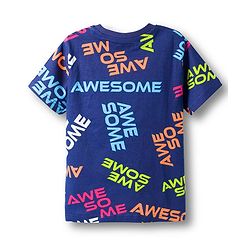 Pine Kids Single Jersey Knit Half Sleeves T-Shirt & Lounge Pant Co-ords Night Suit With Awesome Print - Navy Blue