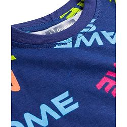 Pine Kids Single Jersey Knit Half Sleeves T-Shirt & Lounge Pant Co-ords Night Suit With Awesome Print - Navy Blue