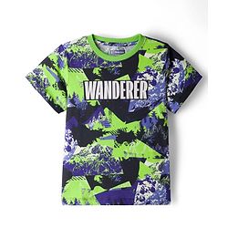 Pine Kids 100% Cotton Bio Washed Half Sleeves Abstract Printed T-Shirt & Pyjama Co-Ord Night Suit - Multicolour