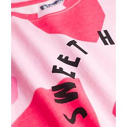 Pine Kids 100% Cotton Bio Washed Half Sleeves Hearts Printed T-Shirt & Pyjama Co-Ord Night Suit - Pink