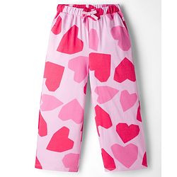 Pine Kids 100% Cotton Bio Washed Half Sleeves Hearts Printed T-Shirt & Pyjama Co-Ord Night Suit - Pink
