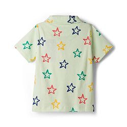 Pine Kids Single Jersey Knit Half Sleeves Shirt & Pyjama Co-ord Night Suit With Star Print - Sea Green