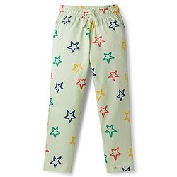Pine Kids Single Jersey Knit Half Sleeves Shirt & Pyjama Co-ord Night Suit With Star Print - Sea Green