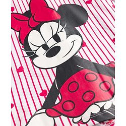 Pine Kids Disney 100% Cotton Knit Full Sleeves Front Open Co-Ords Shirt & Pyjama Night Suit With Front & Back Minnie Mouse Graphics - Red