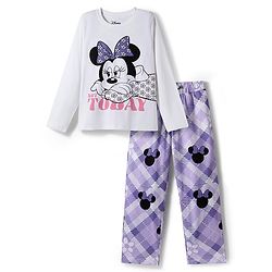 Pine Kids Disney Single Jersey Knit Full Sleeves Night Suit With Minnie Mouse Graphics - Lavender