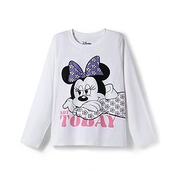 Pine Kids Disney Single Jersey Knit Full Sleeves Night Suit With Minnie Mouse Graphics - Lavender