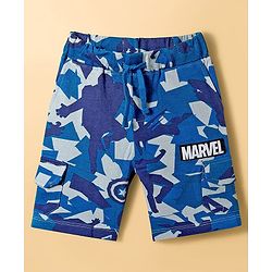 Pine Kids Marvel Single Jersey Knit Drop Shoulder Half Sleeves T-Shirt & Shorts Set With Avengers Graphics & Camouflage Detailing - Multicolor