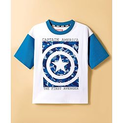 Pine Kids Marvel Single Jersey Knit Drop Shoulder Half Sleeves T-Shirt & Shorts Set With Avengers Graphics & Camouflage Detailing - Multicolor