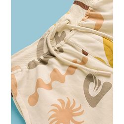 Pine Kids Looper Above Knee Length Short With Floral Print - Off White