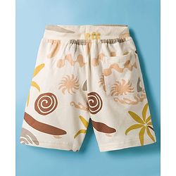 Pine Kids Looper Above Knee Length Short With Floral Print - Off White