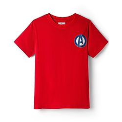 Pine Kids Marvel Single Jersey Knit Half Sleeves T-Shirt With Avengers Graphics & Badge Detailing - Red