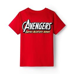 Pine Kids Marvel Single Jersey Knit Half Sleeves T-Shirt With Avengers Graphics & Badge Detailing - Red